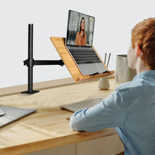Load image into Gallery viewer, Ergonomic Desktop Book Holder - XL Bamboo Clamp Stand for Cooking and Study