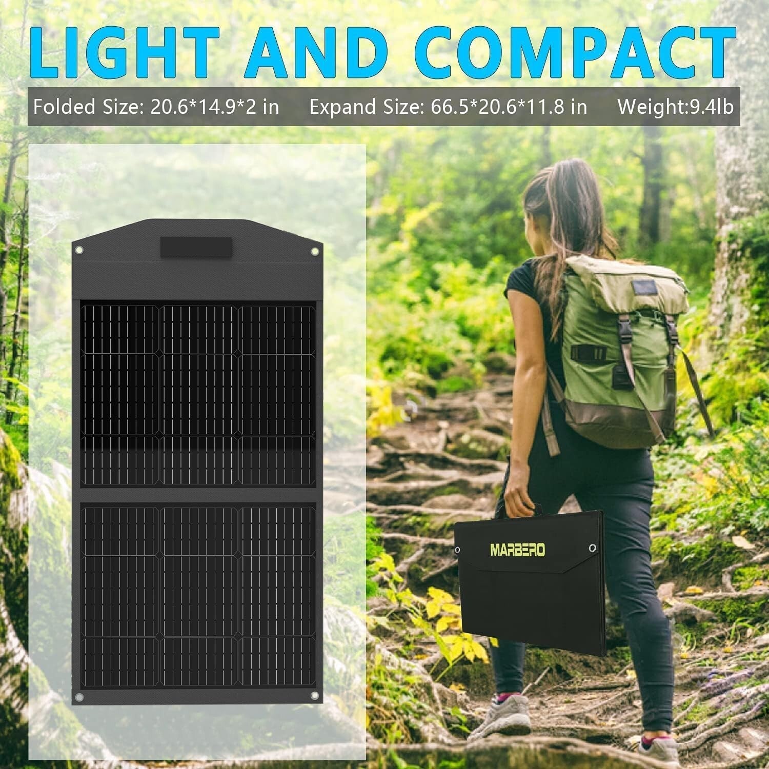 High-Efficiency 100W Portable Solar Panel with 10 Connectors for Outdoor Power