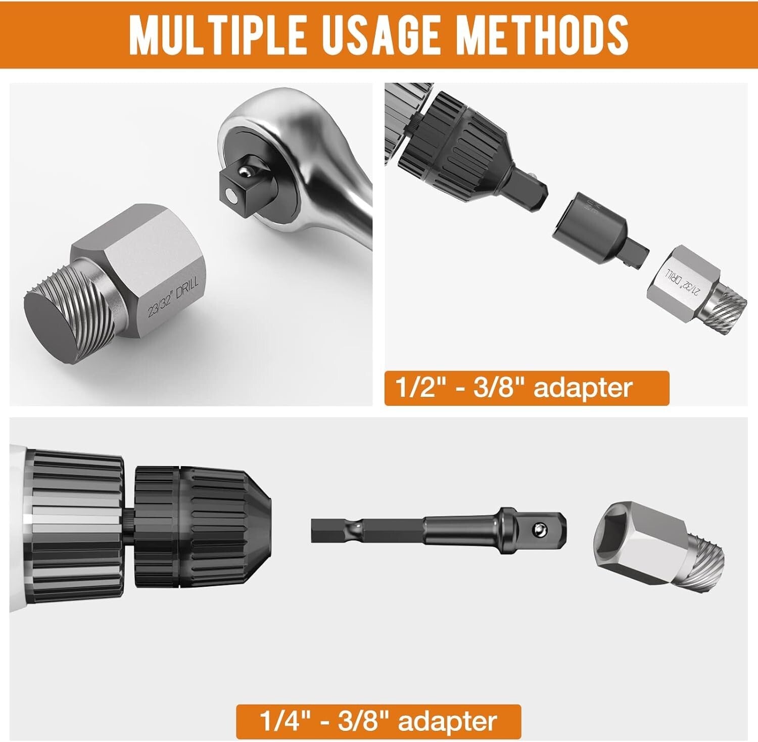 Multi-Application Screw Extractor Set - 27 PCS of 3/8" Drive Extractor Tools