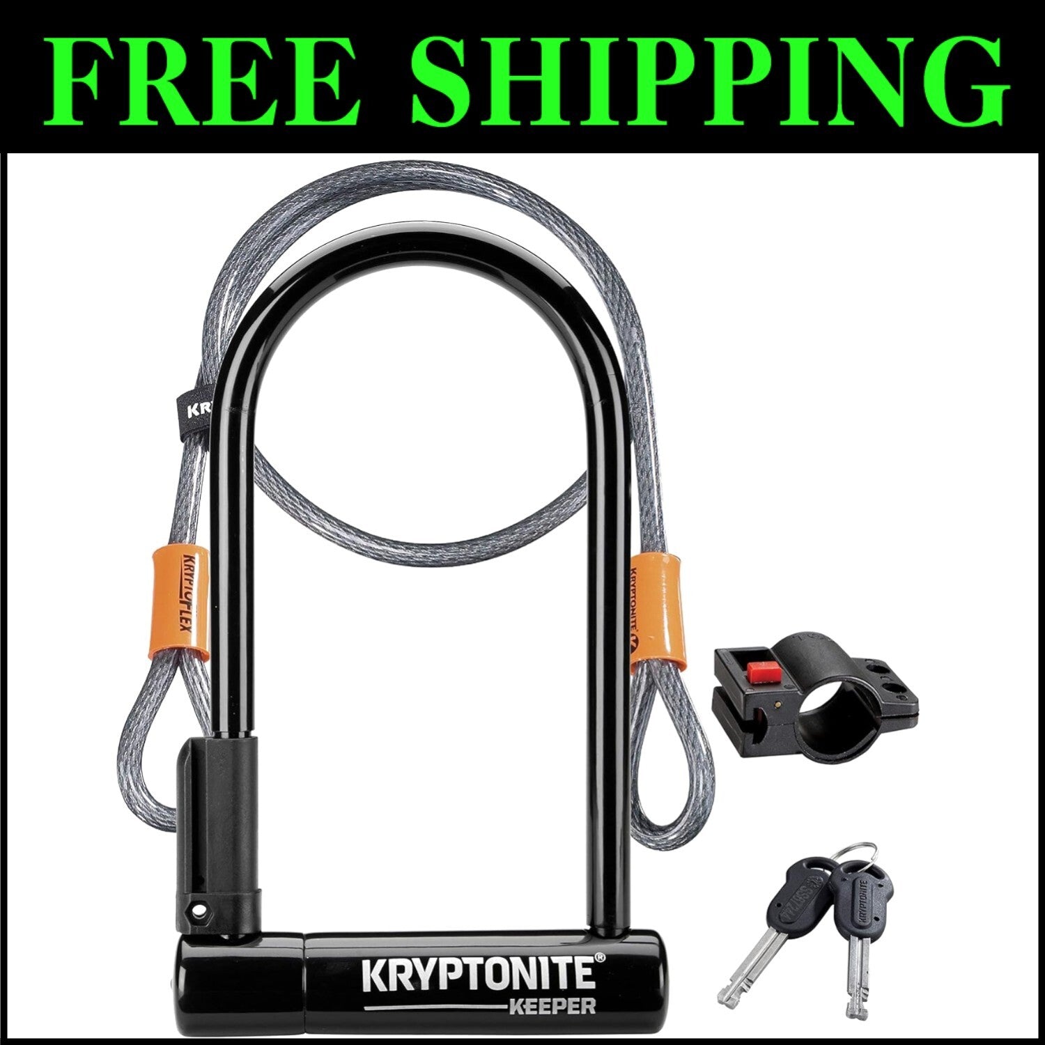 12mm Steel U-Lock with Cable - Durable Anti-Theft Bicycle Security Solution