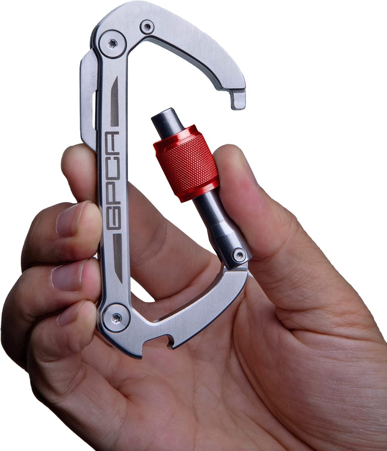 Premium Carabiner Keychain Clip with Auto-Lock and Bottle Opener Functionality