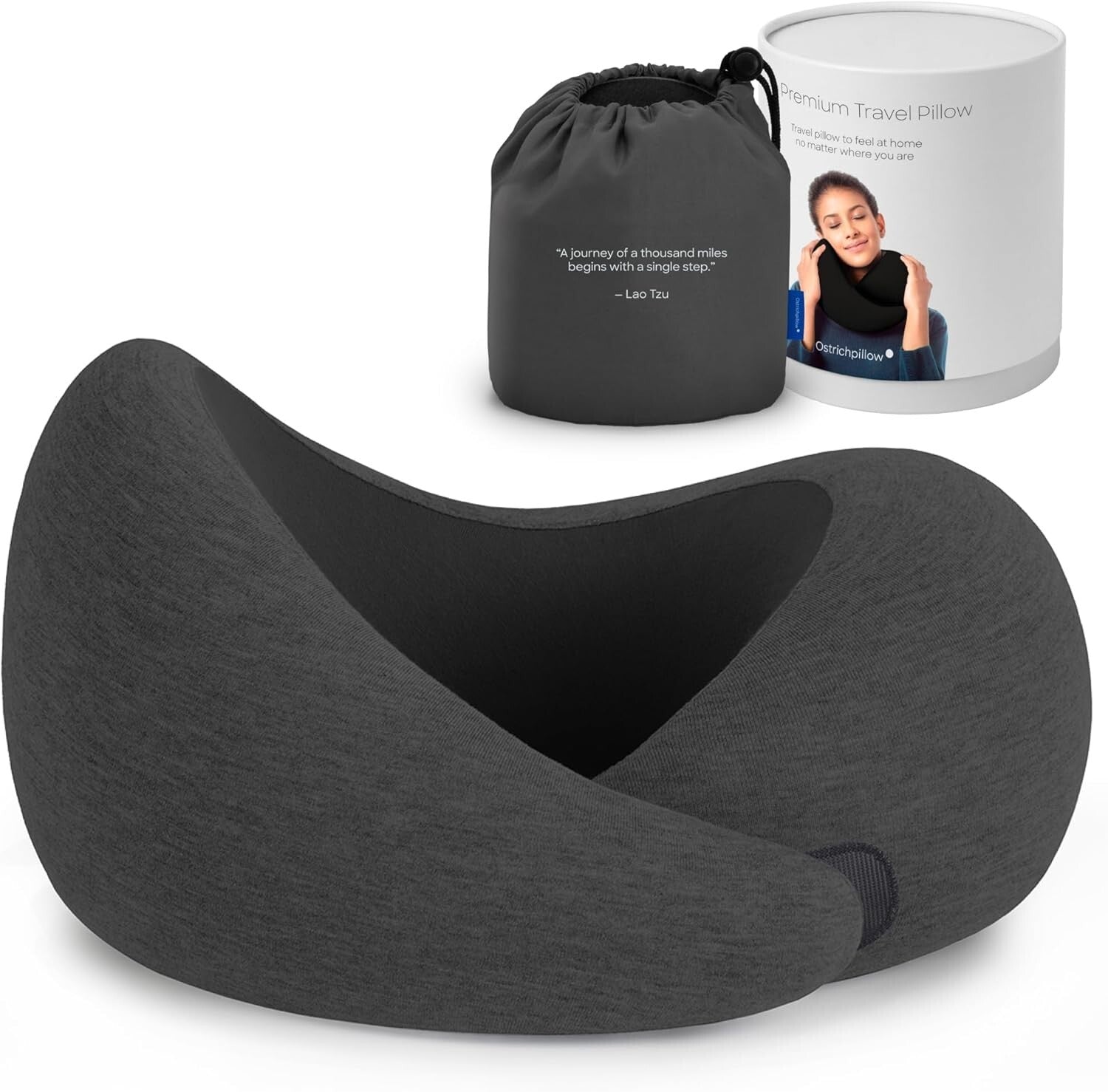 Asymmetrical Neck Pillow for Travel - Washable Modal Cover & Travel Bag Included