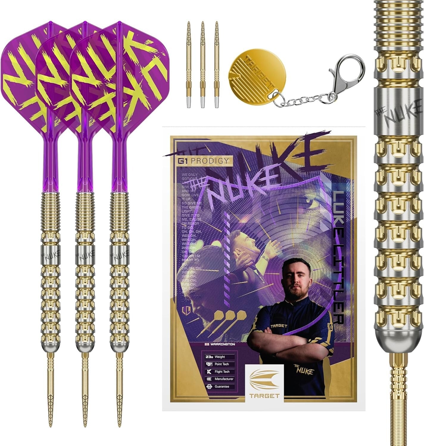 Precision 90% Tungsten Darts by Luke Littler - K-Flex Flights & Gold Swiss Tips