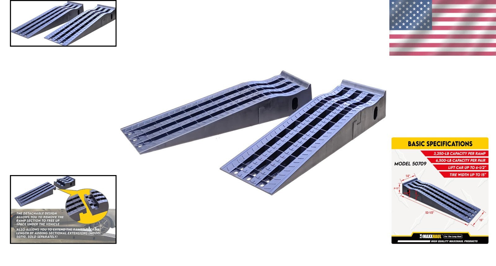 Portable Car Ramps with 6,500 lbs Capacity - Extendable Design for Accessibility