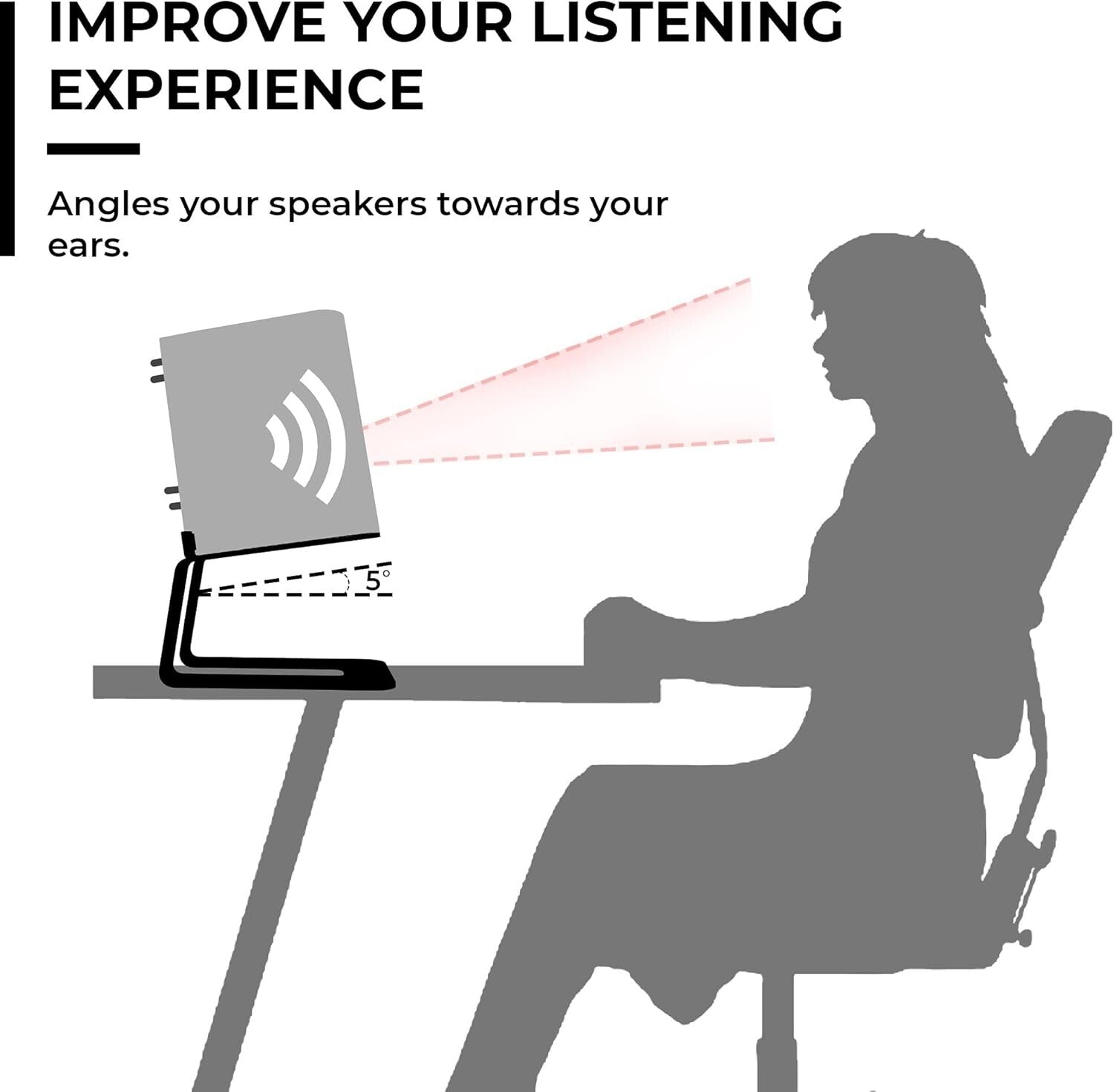 Compact Black Speaker Stands - 5-Degree Tilt for Enhanced Audio Experience