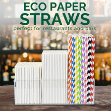 Load image into Gallery viewer, 10 Inch Disposable Paper Straws - Bulk of 600 Assorted Colors, Eco-Friendly