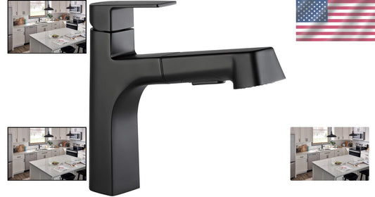 Single Handle Deck Mount Kitchen Faucet - Pull-Out Sprayer in Black