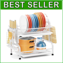 Load image into Gallery viewer, Compact Stainless Steel Dish Drying Rack with Utensil Holders for Small Spaces
