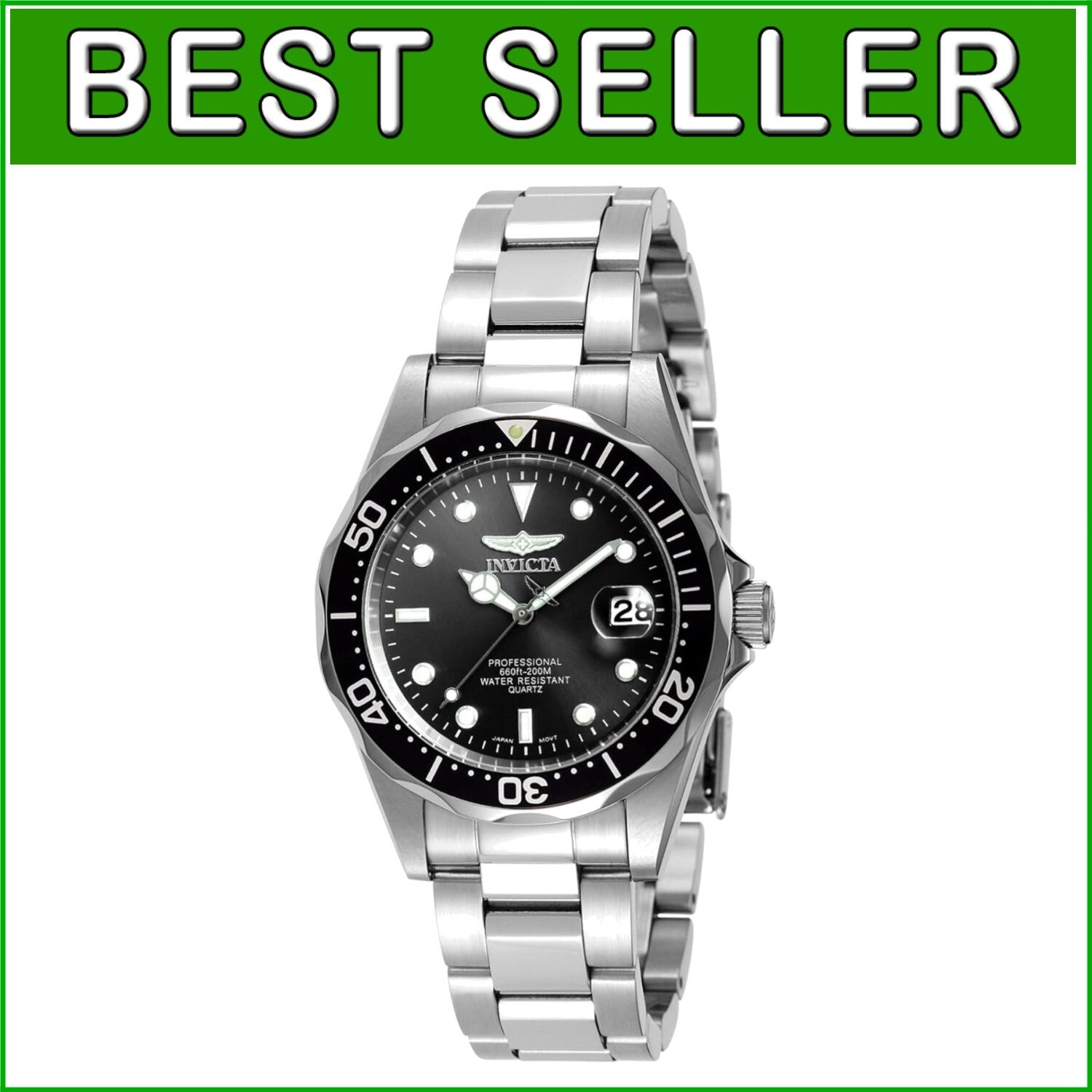 Elegant Men's 37.5mm Stainless Steel Diving Watch with Luminous Markers & Bezel