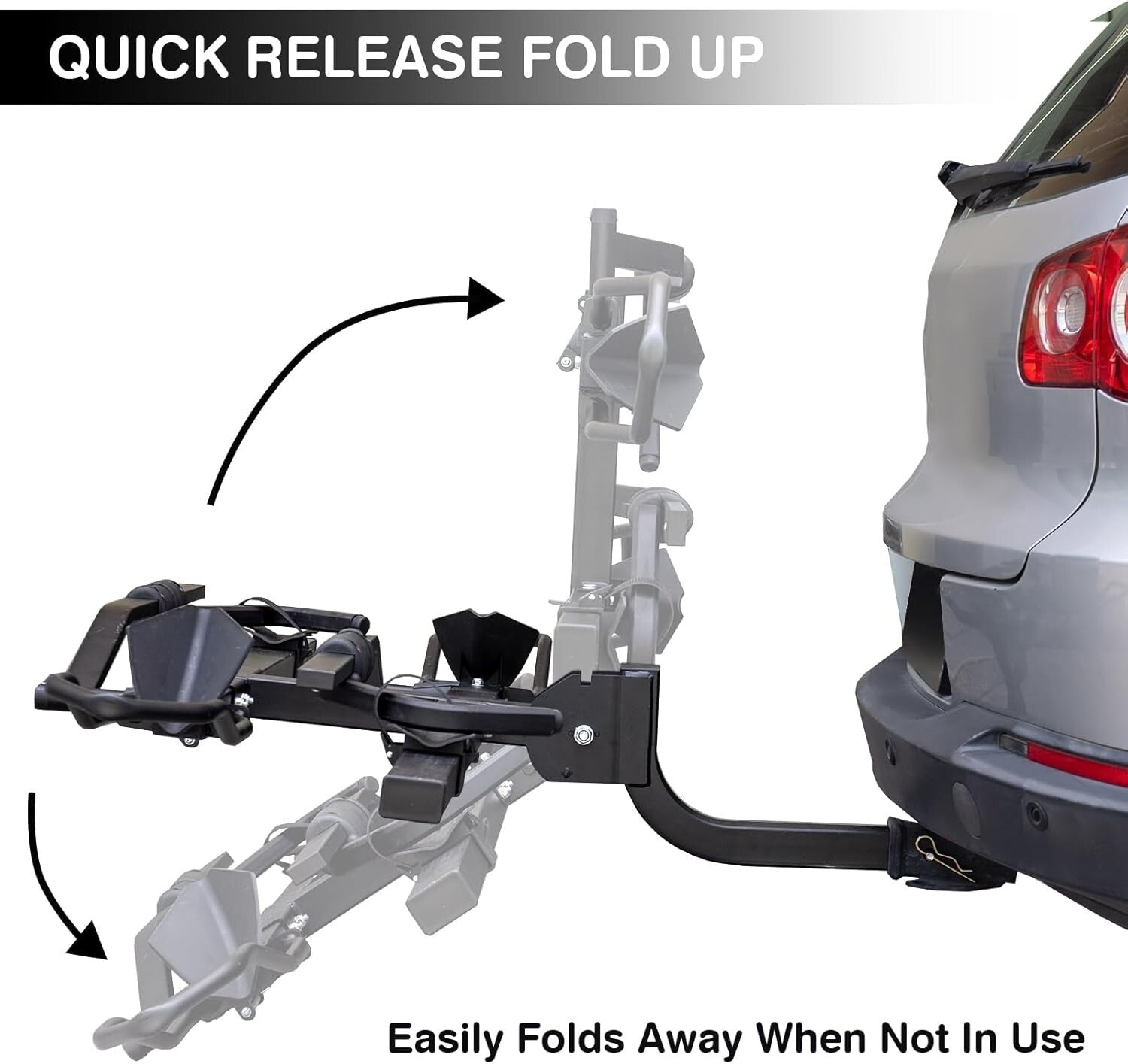 Foldable 2-Bike Carrier - Fits Standard, Fat Tire & Electric Bikes with Ease