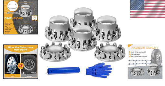 Universal Fit Chrome Dome Axle Covers for Semi Trucks - Premium ABS Design