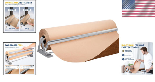 Alloy Steel 36" Paper Dispenser & Cutter - Versatile for Craft and Butcher Paper