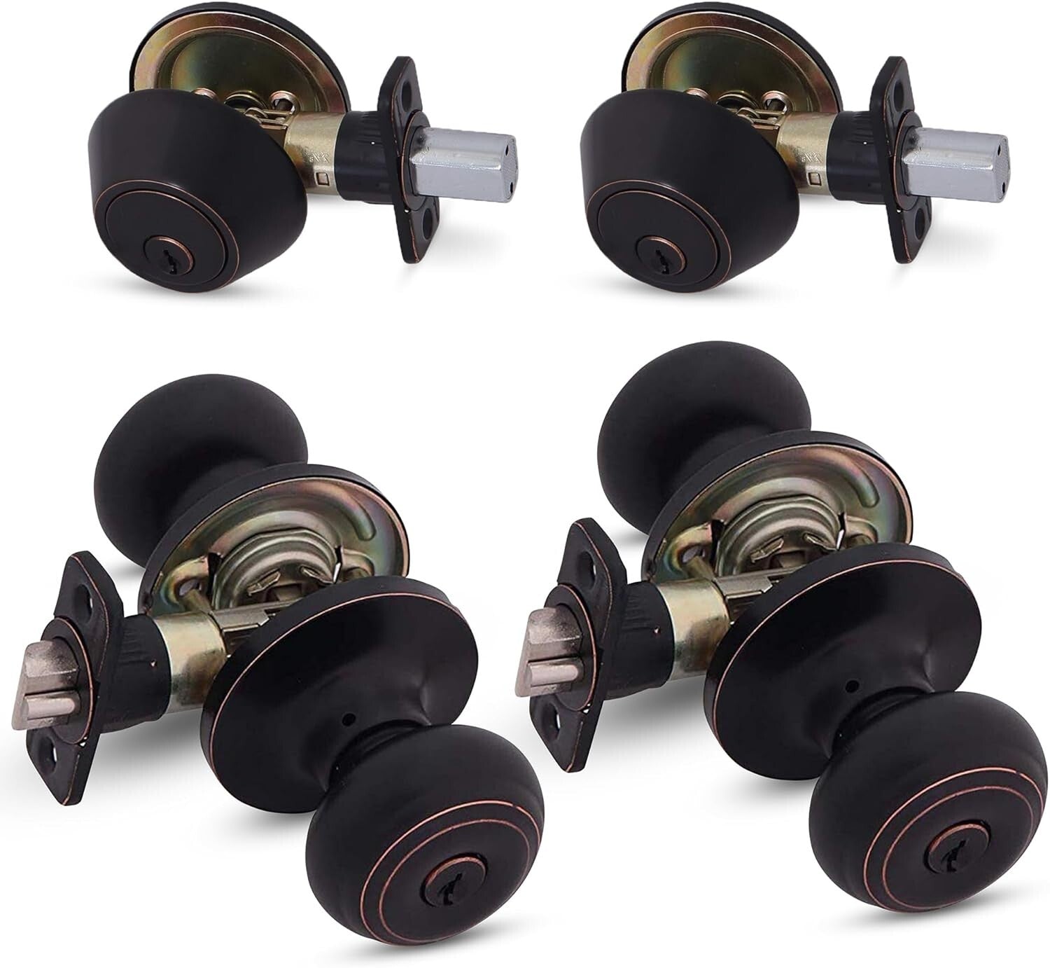 Quick Install 2 Pack Entry Door Knob with Deadbolt - Strong Security Grade-3