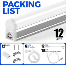 Load image into Gallery viewer, Energy-Efficient 12-Pack 4FT T5 LED Shop Lights - 20W, Indoor Use, 2200lm