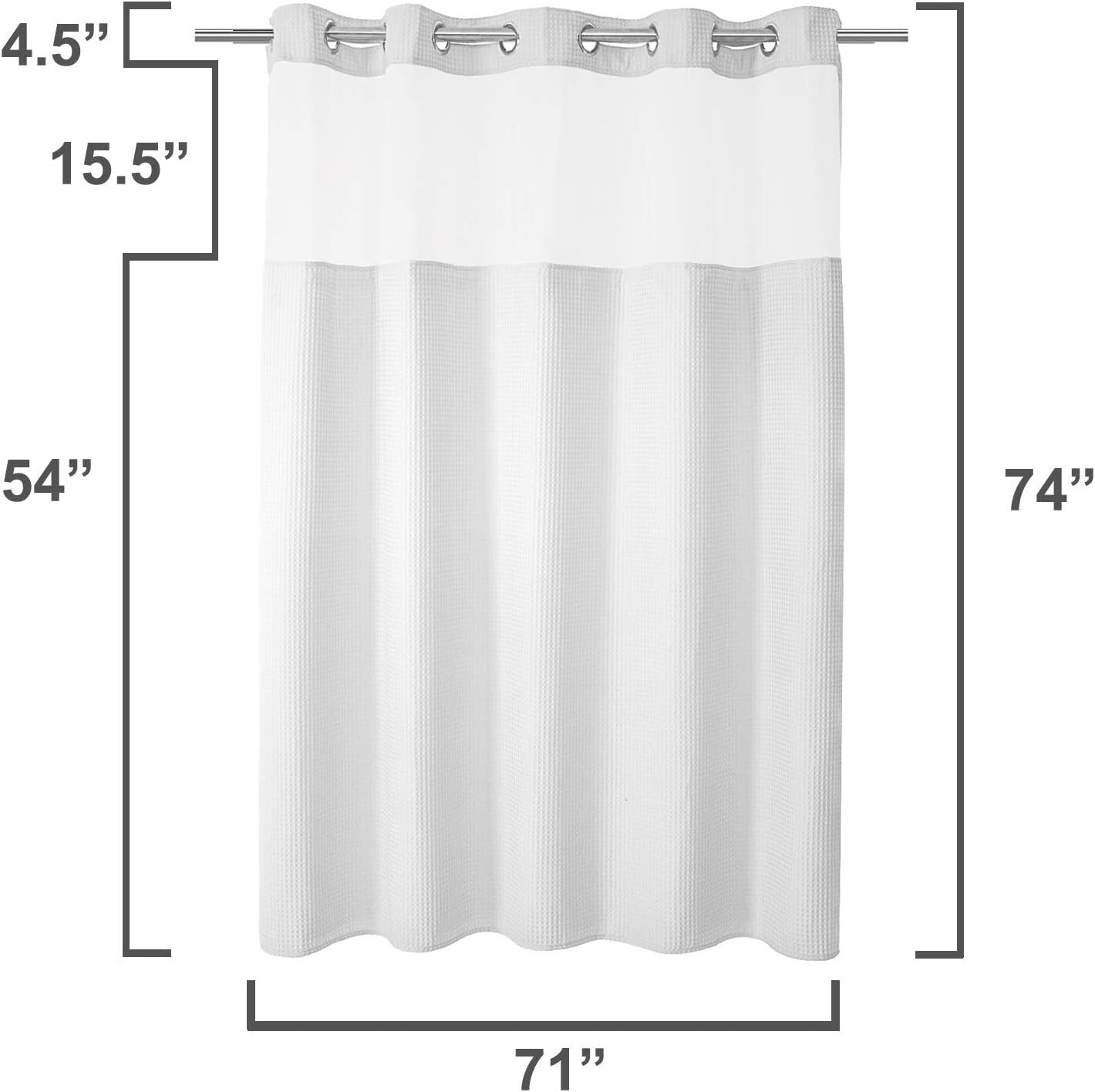 Stylish White Waffle Weave Shower Curtain Set - Grommet Style, 71 x 74 Inches