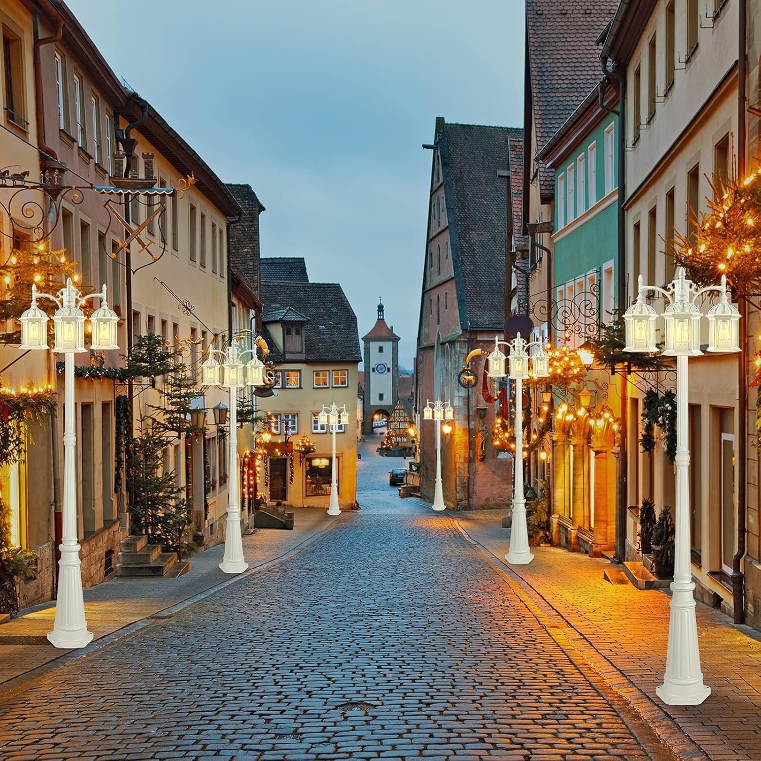 Classic Waterproof Outdoor Lamp Post - 3-Light Birdcage Style for Pathways