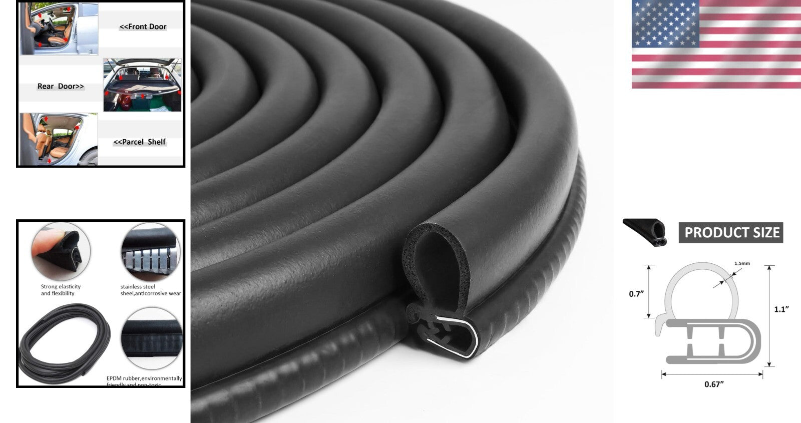 Flexible 50FT Car Door Trim Seal Gasket - Noise & Dust Protection for Vehicles