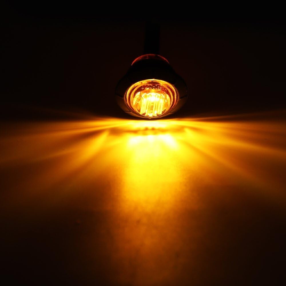100 Pcs Amber 3/4 Inch LED Side Marker Lights for Trucks & Trailers - Waterproof