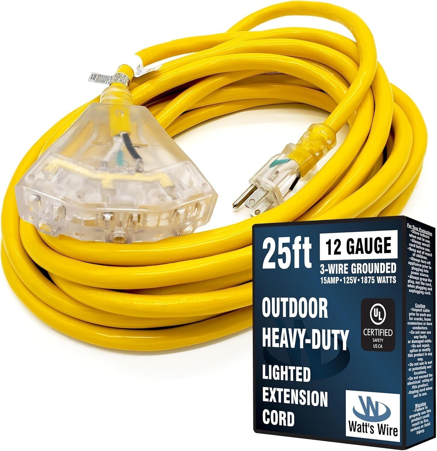 Durable 25 ft 12 Gauge Extension Cord - Heavy Duty for Indoor/Outdoor Appliances