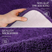Load image into Gallery viewer, Large Dark Purple Bathroom Rug - Shaggy Microfiber, Extra Absorbent &amp; Washable
