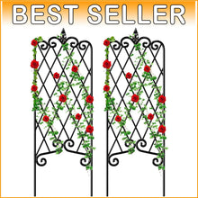 Load image into Gallery viewer, Weather-Resistant Decorative Metal Garden Trellis for Climbing Roses &amp; Vines