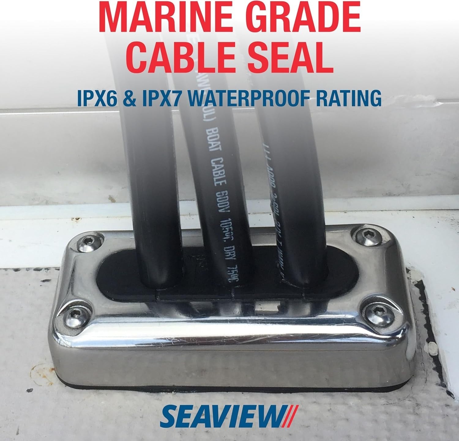 Modern Low-Profile Cable Seal - Black Stainless Steel for Marine Applications