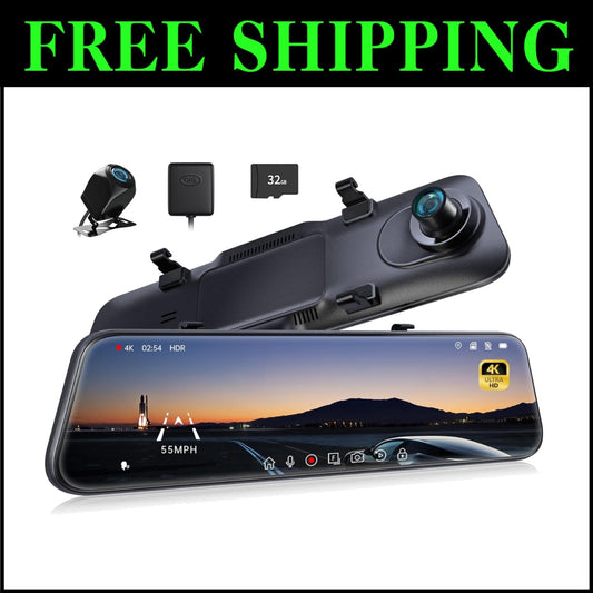 Advanced 4K Mirror Dash Cam with Blind Spot Detection & Loop Recording Features