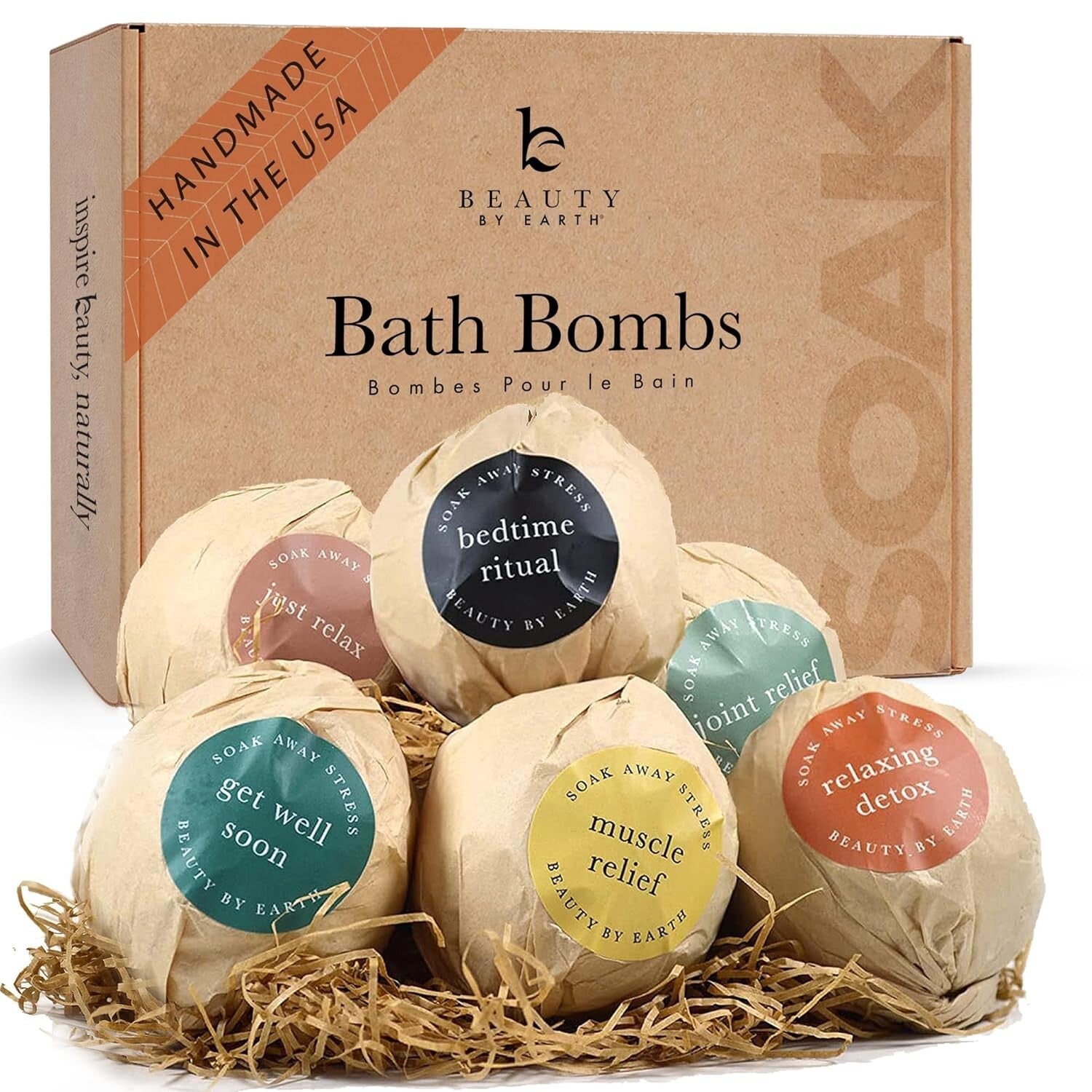 Handmade Relaxing Bath Bomb Gift Set - 6 Large Aromatic Bombs for Stress Relief