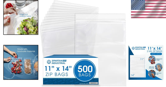 Durable 11" X 14" Clear Reclosable Zip Bags - 500 Count for All Packaging Needs