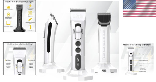 4-in-1 Cordless Dog Grooming Clippers - Quiet, Precision Trim Tool in White