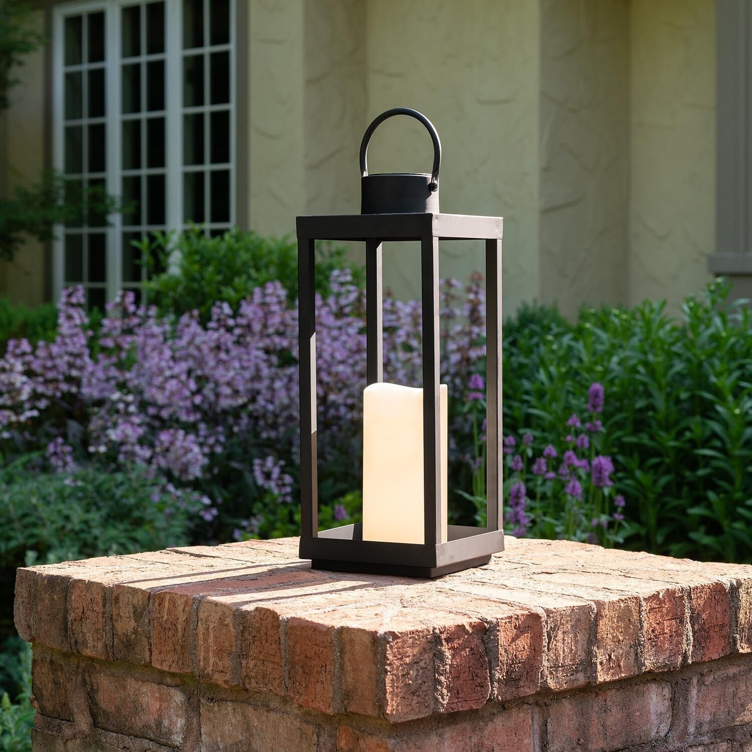 Modern Solar Lantern with Flickering Candlelight - Perfect for Farmhouse Patios