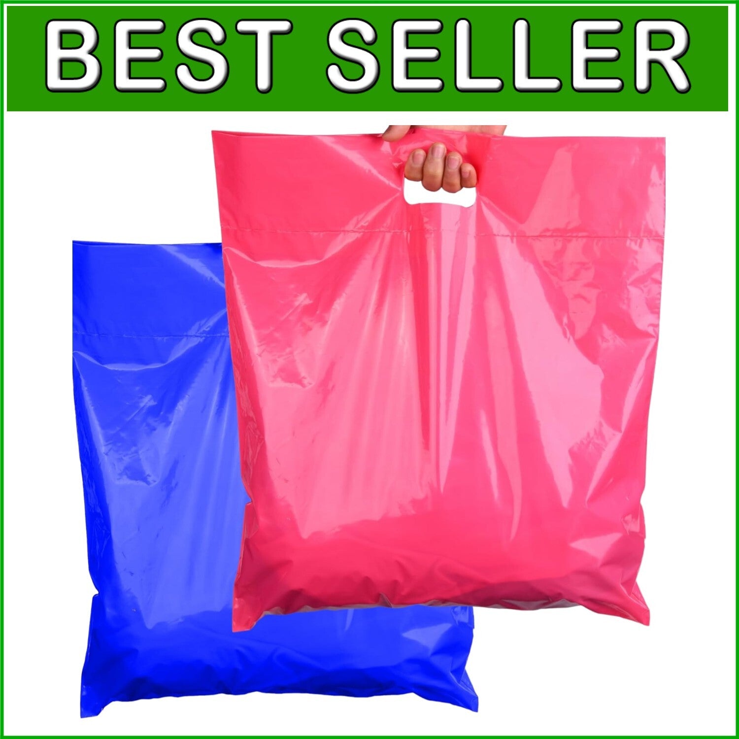 16x18 Extra Large Plastic Shopping Bags with Handles - 100 Count Merchandising