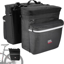 Load image into Gallery viewer, Versatile 34L Bicycle Saddle Bags with Adjustable Straps &amp; Rain Cover - Black