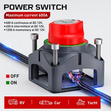 Load image into Gallery viewer, On/Off Battery Disconnect Isolator Switch - 600A for Trucks, RVs &amp; Marine Use