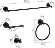 Load image into Gallery viewer, 8-Piece Rust-Resistant Matte Black Bathroom Hardware with Adjustable Towel Bars