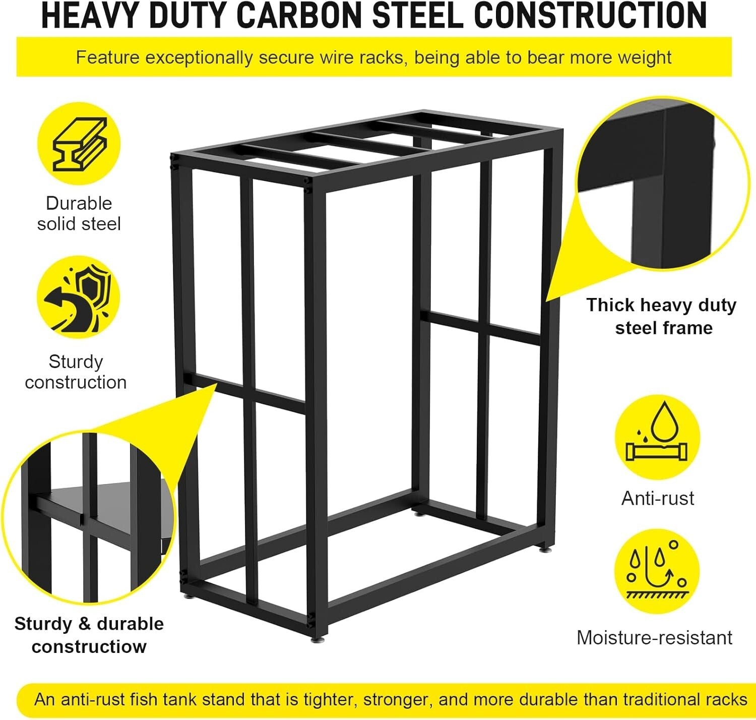 660 Lbs Load Capacity Metal Aquarium Stand - Perfect for Home & Office