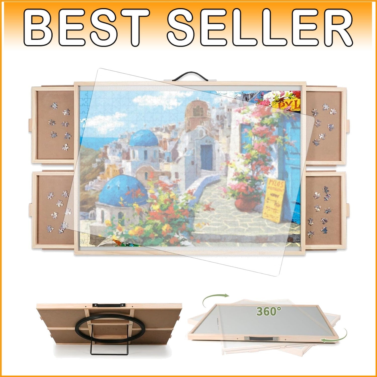 Space-Saving Portable Puzzle Board with Non-Slip Surface for 1500-Piece Puzzles