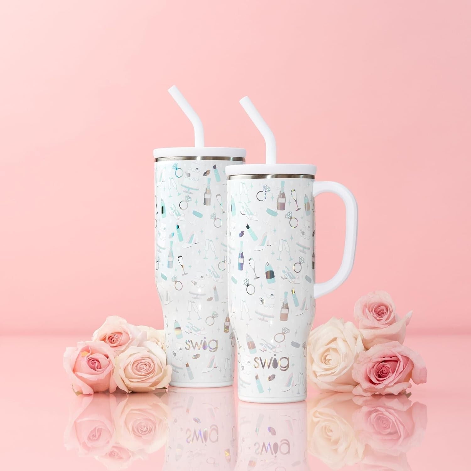 Sleek 40oz Insulated Tumbler for Brides - Includes Handle & Reusable Straw