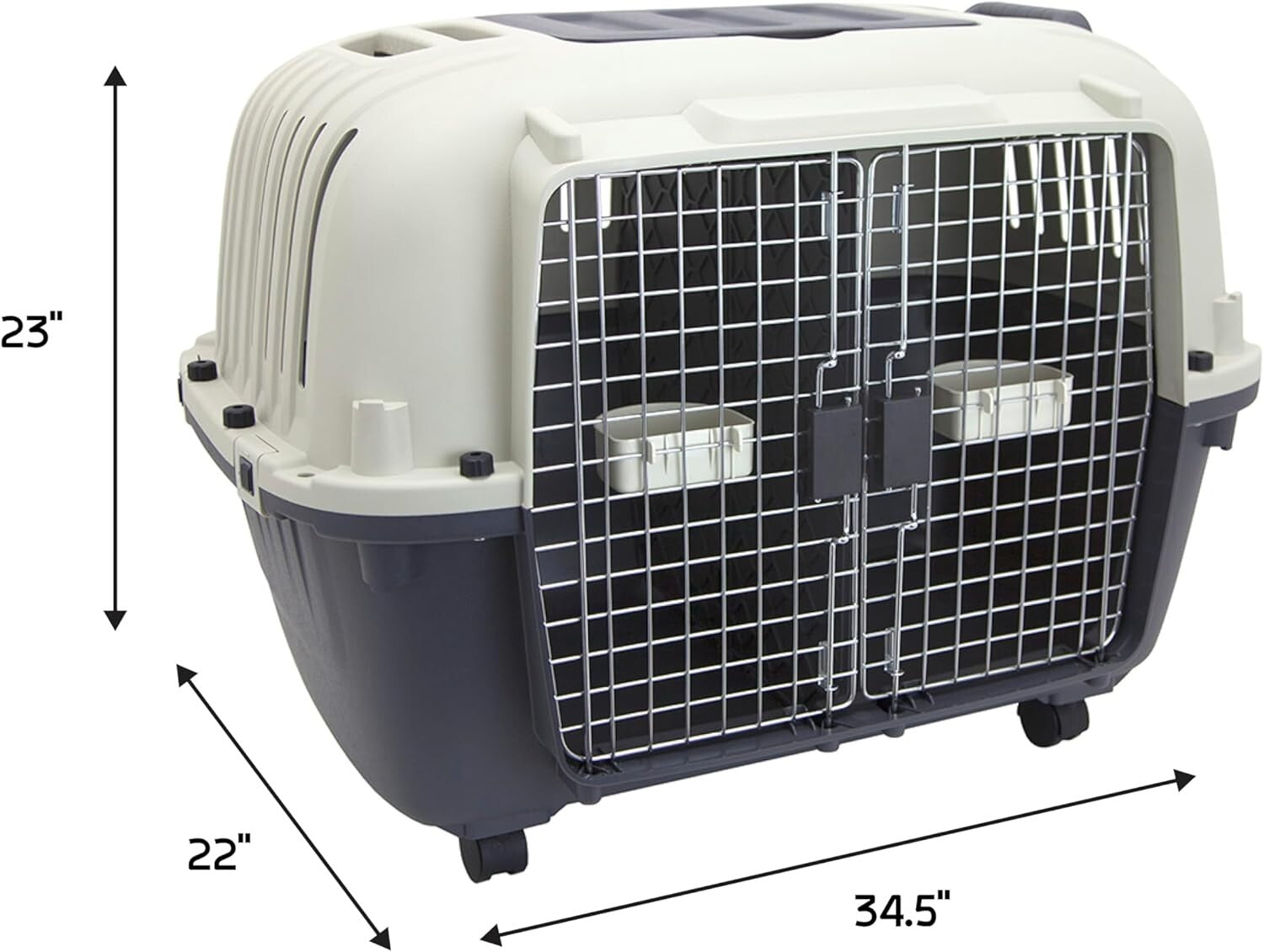 Portable Double Door Dog Crate – Airline Approved with Water Dish Included