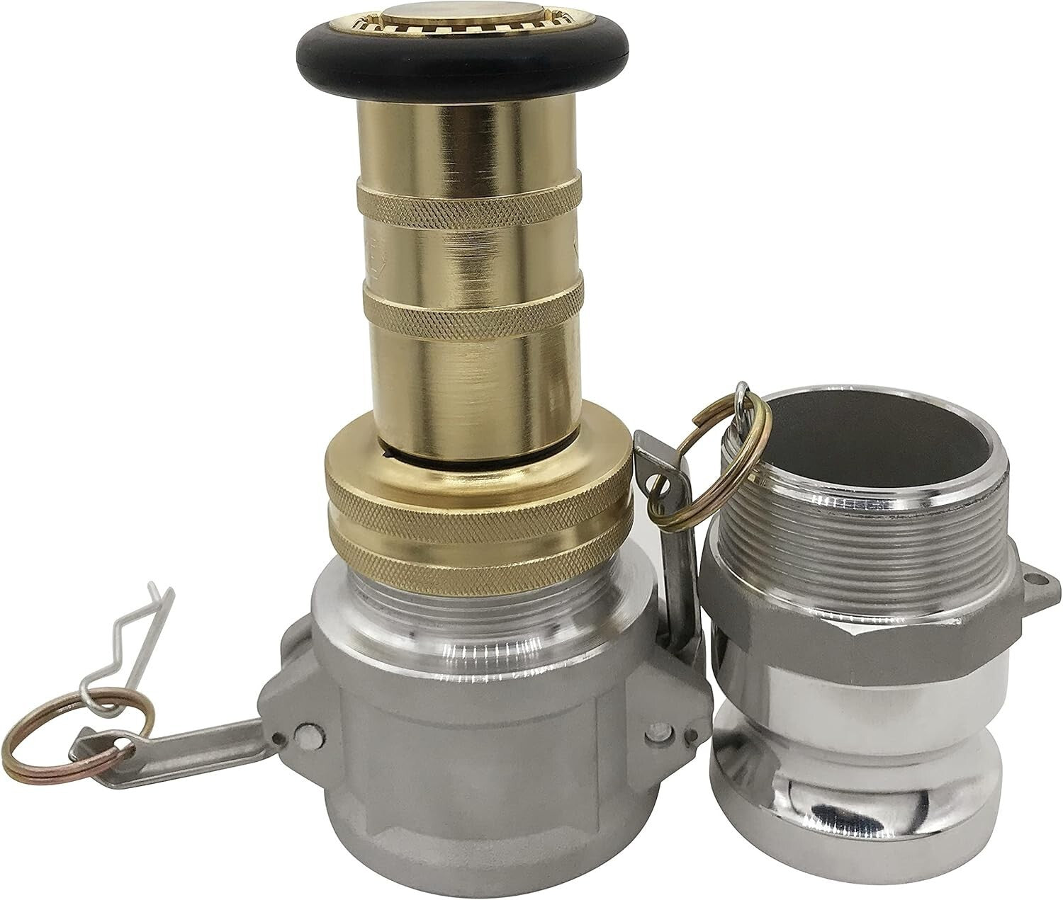 Heavy-Duty 2" Brass Fire Nozzle with Adjustable Fog Spray & Camlock Connectors
