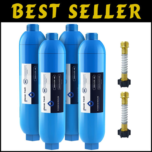 High-Quality Water Filter with Hose Protectors - 20 Micron Filtration, 4 Count