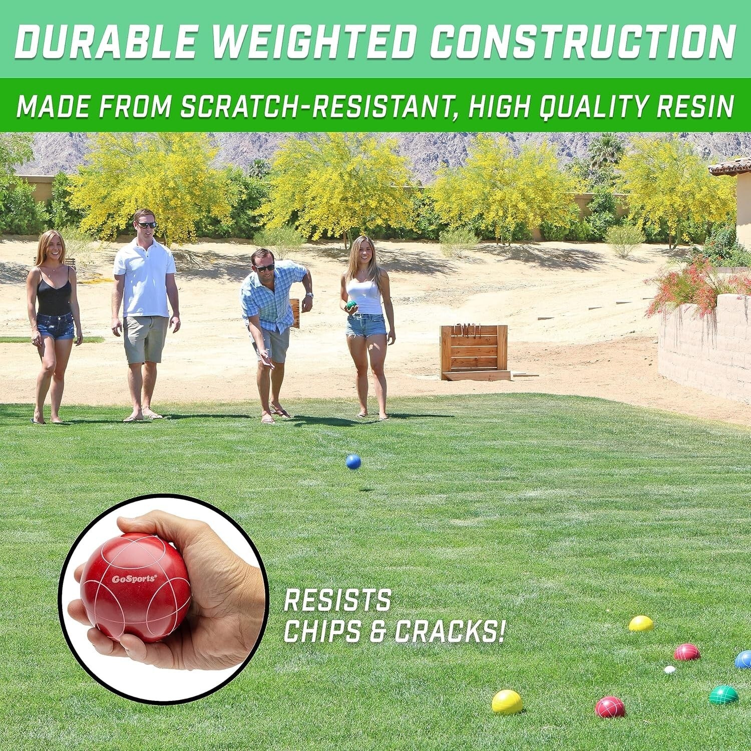 90mm Premium Resin Bocce Ball Set - Ideal Outdoor Game for Friends & Family