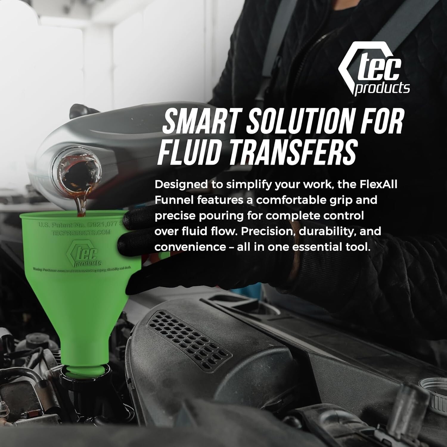 Anti-Spill Long Funnel for Automotive Use - Durable Nitrile Rubber Construction