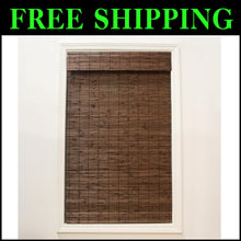 Load image into Gallery viewer, Cordless Bamboo Roman Shades - Semi-Sheer Cocoa Blinds for Stylish Windows