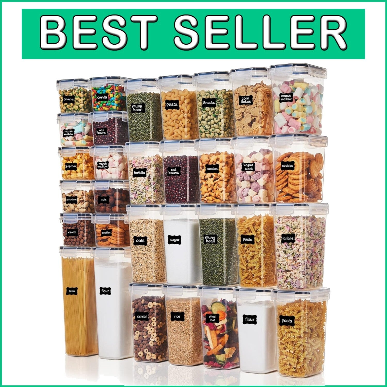 4 Size Combinations 32pcs Airtight Food Storage Containers - Keep Food Fresh