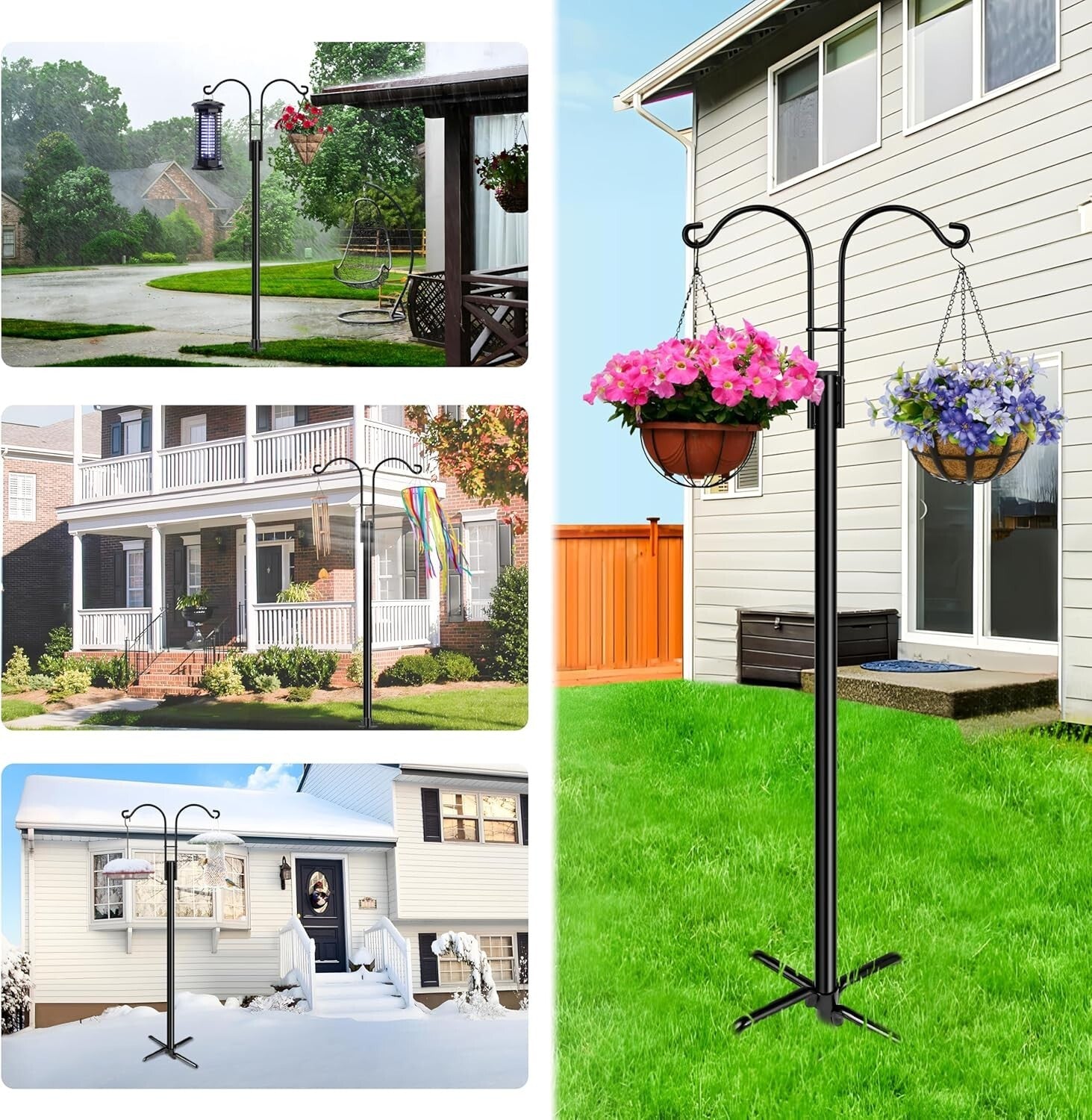 Adjustable Heavy Duty Double Arm Garden Hooks for Elegant Outdoor Spaces