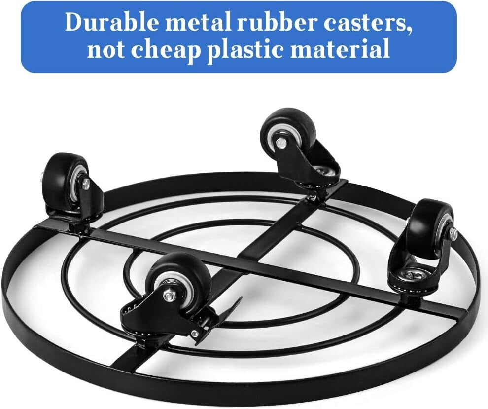 16" Heavy Duty Metal Plant Caddy with Wheels for Indoor & Outdoor Use