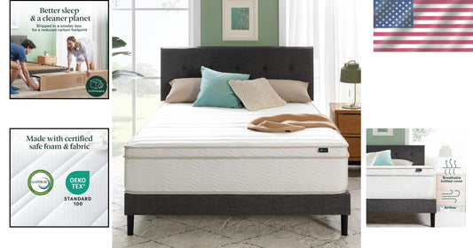 12 Inch King Hybrid Mattress - Medium Firmness, Certified Safe & Fiberglass Free