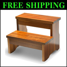 Load image into Gallery viewer, Safe &amp; Eco-Friendly Acacia Wood Step Stool - 2 Steps for All Ages, Easy to Move
