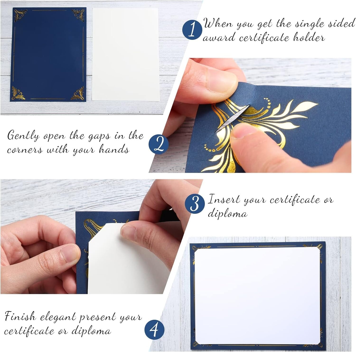 Professional Certificate Paper Kit - 100 Navy Blue Holders & Seals Included